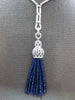 LARGE 79CT DIAMOND & AAA SAPHIRE 14KT WHITE GOLD 3D LARIAT FUN ETERNITY NECKLACE