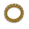 LARGE 6.01CT FANCY YELLOW DIAMOND 18KT YELLOW GOLD CUSHION ETERNITY LUCIDA RING