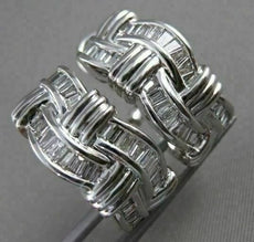 ESTATE 1.10CTW DIAMOND BAGUETTE SWIRL HUGGIES 14K WHITE GOLD EARRINGS 20MM 19269