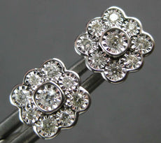 ESTATE .25CT DIAMOND 14KT WHITE GOLD 3D BEZEL FLOWER SQUARE STUD EARRINGS