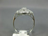 ANTIQUE WIDE .42CT DIAMOND 14KT WHITE GOLD 3D 3 STONE HALO FILIGREE RING #1330