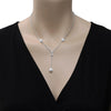 ESTATE .24CT DIAMOND & AAA SOUTH SEA PEARL 18KT WHITE GOLD LARIAT LOVE NECKLACE