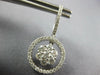 1.90CT DIAMOND 14KT WHITE GOLD 3D CLUSTER FLOWER CIRCLE OF LIFE HANGING EARRINGS