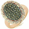 1.15CT WHITE & CHOCOLATE FANCY DIAMOND 14KT ROSE GOLD 3D OVAL ANNIVERSARY RING