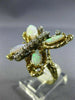 ANTIQUE LARGE 2.30CT DIAMOND & OPAL 14K TWO TONE GOLD HANDCRAFTED BUTTERFLY RING