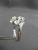 ANTIQUE LARGE 1.26CT OLD MINE ROUND DIAMOND 14KT WHITE GOLD FLOWER RING #21971
