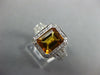 LARGE 2.42CT DIAMOND & AAA CITRINE 18KT WHITE GOLD EMERALD CUT ANNIVERSARY RING