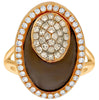 6.37CT WHITE & FANCY YELLOW DIAMOND & AAA SMOKY TOPAZ 14KT ROSE GOLD FUN RING