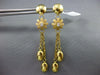 LARGE .05CT DIAMOND 18KT YELLOW GOLD 3D MATTE AND SHINY FLOWER HANGING EARRINGS