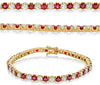 LARGE 8.0CT DIAMOND & AAA RUBY 14KT YELLOW GOLD 3D ROUND CLASSIC TENNIS BRACELET
