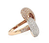 LARGE 1.72CT WHITE & PINK DIAMOND 18KT WHITE & ROSE GOLD 3D LOVE KNOT FUN RING