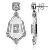 EXTRA LARGE 3.57CT DIAMOND & CRYSTAL 18KT WHITE GOLD TEAR DROP HANGING EARRINGS