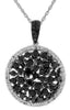 ESTATE 1.57CT WHITE & BLACK DIAMOND 14KT WHITE GOLD CIRCULAR CLUSTER FUN PENDANT