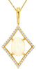 1.05CT DIAMOND & AAA OPAL 14KT YELLOW GOLD OVAL & ROUND SQUARE DIAGONAL PENDANT