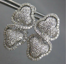 2.50CT DIAMOND 14KT WHITE GOLD 3D DOUBLE HEART INFINITY CLIP ON HANGING EARRINGS