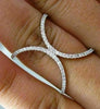 ESTATE EXTRA LARGE .33CT DIAMOND 18KT WHITE GOLD 3D CRESCENT MOON X LOVE RING