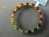 ESTATE LARGE 1.20CT MULTI COLOR SAPPHIRE 14KT YELLOW GOLD CIRCLE OF LIFE PENDANT