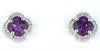 .90CT DIAMOND & AAA AMETHYST 14KT WHITE GOLD 4 LEAF CLOVER FLOWER STUD EARRINGS
