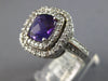 LARGE 2.80CT DIAMOND & AAA AMETHYST 14KT WHITE GOLD 3D CUSHION & ROUND HALO RING