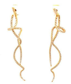 ESTATE 1.65CT DIAMOND 18K YELLOW GOLD CLASSIC LOVE KNOT SNAKE HANGING EARRINGS