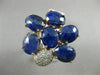ESTATE LARGE 10.25CT DIAMOND & AAA SLICED BLUE AGATE 14KT ROSE GOLD FLOWER RING