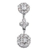 ESTATE .59CT DIAMOND 14KT WHITE GOLD ROUND & BAGUETTE FLOWER BY THE YARD PENDANT