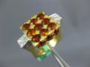 ESTATE EXTRA LARGE 4.50CT DIAMOND AAA CITRINE 18K 2 TONE GOLD 3D SQUARE FUN RING