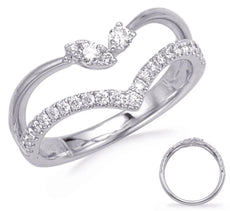 .35CT DIAMOND 14K WHITE GOLD 3D ROUND & MARQUISE SHAPE DOUBLE V BUTTERFLY RING