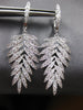 LARGE 1.52CT DIAMOND 18KT WHITE GOLD 3D ROUND MULTI LEAF HUGGIE HANGING EARRINGS