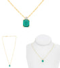 2.65CT DIAMOND & AAA EMERALD 14K YELLOW GOLD 3D HALF MOON & EMERALD CUT NECKLACE