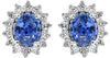 1.04CT DIAMOND & AAA SAPPHIRE 14KT WHITE GOLD ROUND & OVAL CLASSIC STUD EARRINGS