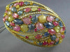 LARGE 32.10CT DIAMOND & AAA MULTI COLOR SAPPHIRE 18K YELLOW GOLD BANGLE BRACELET