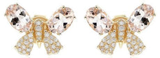 ESTATE 1.74CT DIAMOND & AAA MORGANITE 14K YELLOW GOLD 3D BUTTERFLY STUD EARRINGS