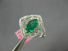ESTATE .99CT DIAMOND & AAA EMERALD 18K TWO TONE GOLD DOUBLE HALO ENGAGEMENT RING
