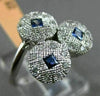 ESTATE WIDE .69CT DIAMOND & AAA SAPPHIRE 14KT WHITE GOLD TRIANGULAR CIRCLE RING