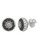 1.84CT WHITE BLACK & MOCHA DIAMOND 18K WHITE & BLACK GOLD FILIGREE STUD EARRINGS