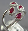 WIDE 1.39CT DIAMOND & AAA RUBY 14KT WHITE GOLD PEAR SHAPE & ROUND FUN LOVE RING