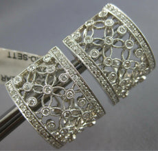 LARGE 1.27CT DIAMOND 18KT WHITE GOLD MULTI FLOWER OPEN FILIGREE HANGING EARRINGS