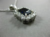 ESTATE LARGE 5.26CT DIAMOND & SAPPHIRE 18KT WHITE GOLD HALO RECTANGULAR PENDANT
