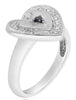 ESTATE .15CT WHITE & BLACK DIAMOND 14KT WHITE GOLD 3D HEART SHAPE FUN LOVE RING