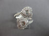 LARGE 1.3CT DIAMOND 14KT WHITE GOLD 3D ROUND & BAGUETTE DOUBLE HEART LOVE RING