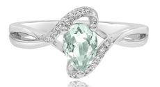 .70CT DIAMOND & AAA GREEN AMETHYST 14KT WHITE GOLD PEAR SHAPE & ROUND LOVE RING