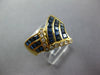 LARGE 3.8CT DIAMOND & AAA SAPPHIRE 18K YELLOW GOLD PRINCESS & ROUND V SHAPE RING