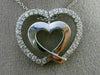 ESTATE .80CT DIAMOND 14KT WHITE GOLD 3D DOUBLE HEART LOVE PENDANT & CHAIN #15916