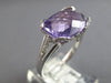 LARGE 4.14CT DIAMOND & AAA AMETHYST 14KT WHITE GOLD BUTTERFLY FILIGREE LOVE RING