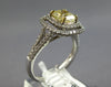 GIA CERTIFIED LARGE 1.47CT WHITE & FANCY YELLOW DIAMOND 14KT WHITE GOLD 3D RING