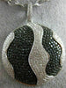 LARGE 4.51CT WHITE & BLACK DIAMOND 18KT WHITE & BLACK GOLD CIRCULAR WAVE PENDANT