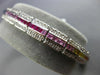 ESTATE WIDE & LONG 7.62CT DIAMOND & MULTI COLOR SAPPHIRE 14K WHITE GOLD BRACELET