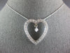 ESTATE LARGE 1.15CT DIAMOND 14KT WHITE GOLD 3D SOLITAIRE OPEN HEART LOVE PENDANT