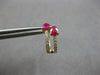 1.03CT DIAMOND & AAA RUBY 14KT YELLOW GOLD 3D PEAR SHAPE & ROUND HUGGIE EARRINGS